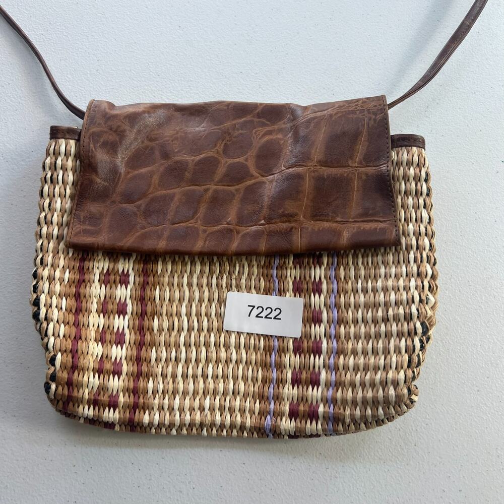 Paola Del Lungo Purse Handwoven Raffia Leather Top and Strap - Picture 12 of 12